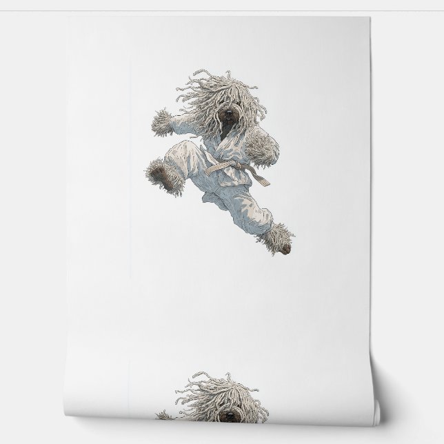 Karate Komondor - Fluffy Fighter Dog Behang (Afrollen)