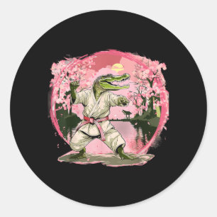Karate Krokodil Dier MMA Taekwondo Vechtkunst Ronde Sticker