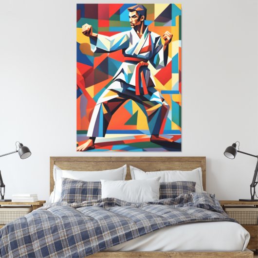 Karate kubisme canvas afdruk (Insitu (Slaapkamer))