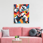 Karate kubisme canvas afdruk (Insitu (Woonkamer))