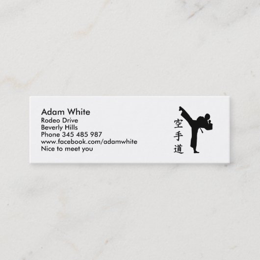 Karate Kung Fu Mini Visitekaartje (Voorkant)