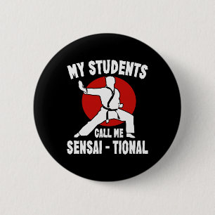 Karate Kung Fu Sensai Gift in vechtsport vechter Ronde Button 5,7 Cm