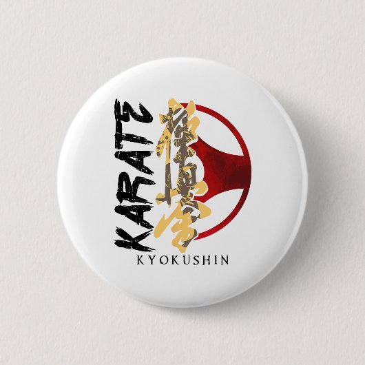 Karate Kyokushin Martial Arts Trainer Fighter Mart Ronde Button 5,7 Cm (Voorkant)