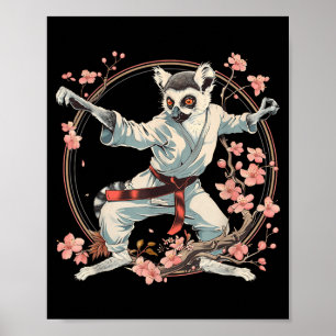 Karate Lemur Motief Taekwondo Jiu-Jitsu MMA Poster