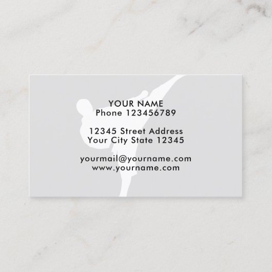 Karate leraar instructeur visitekaartje sjabloon (Achterkant)