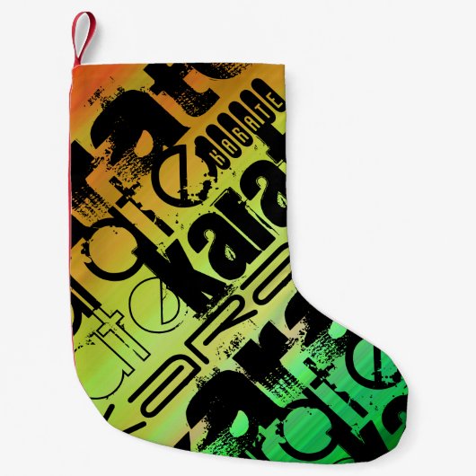 Karate; Levendig groen, Sinaasappel en geel Kleine Kerstsok (Voorkant)