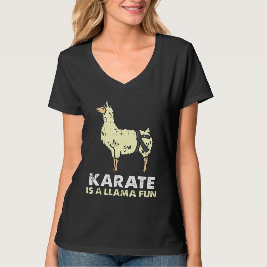 Karate Llama Fun Black Belt Alpaca Martial Arts T-shirt (Voorkant)