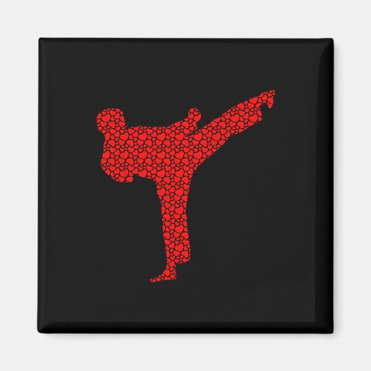 Karate Lovers Valentijn Hearts Love Schattige Silh Magneet (Voorkant)