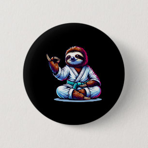 Karate Luiaard Omarmt Kalm Gelatenheid Ronde Button 5,7 Cm