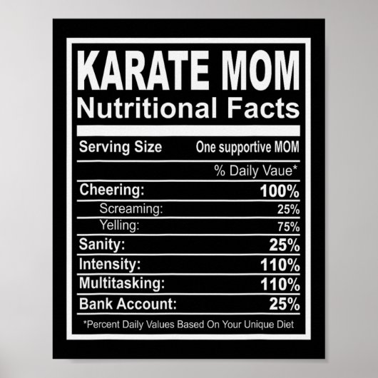 Karate Ma Nutritional Facts Poster (Voorkant)