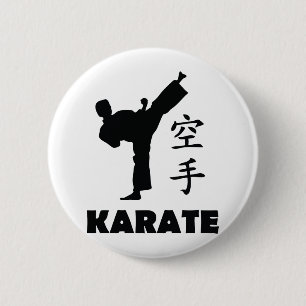 karate man chinese symbolen pictogram ronde button 5,7 cm
