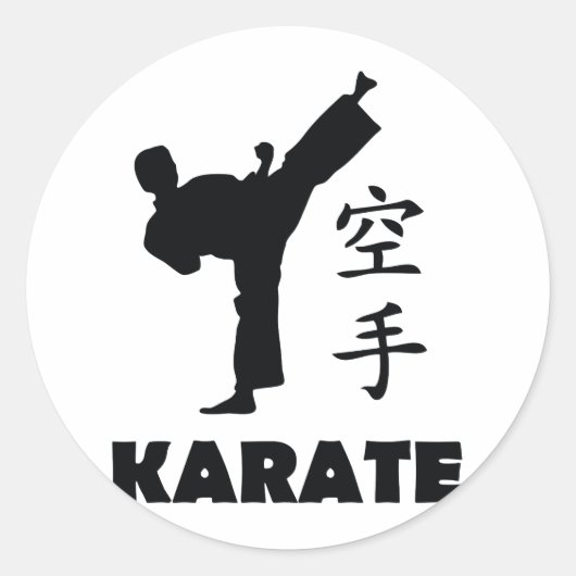 karate man chinese symbolen pictogram ronde sticker (Voorkant)