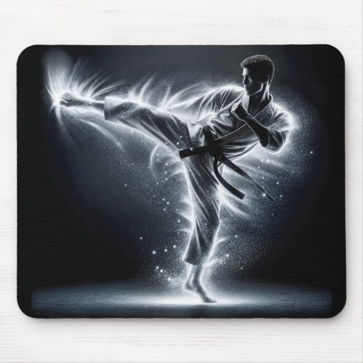 Karate Man met Neon Energy Light Trails Muismat (Voorkant)
