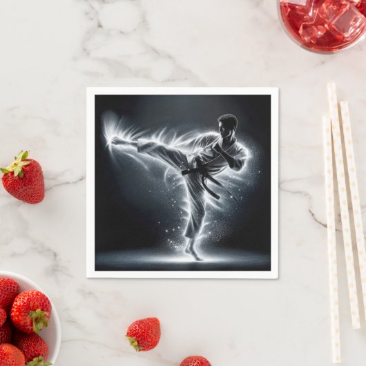 Karate Man met Neon Energy Light Trails Servet (Insitu)