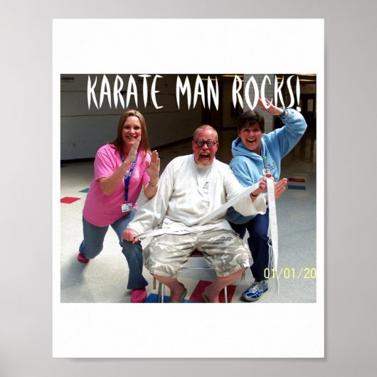 Karate Man Rocks T Shirt Poster (Voorkant)
