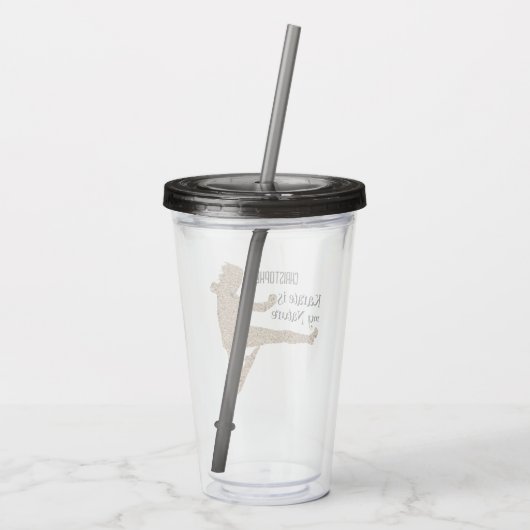 Karate Martial Art Silhouette , gepersonaliseerd Acryl Drinkbeker (Achterkant)