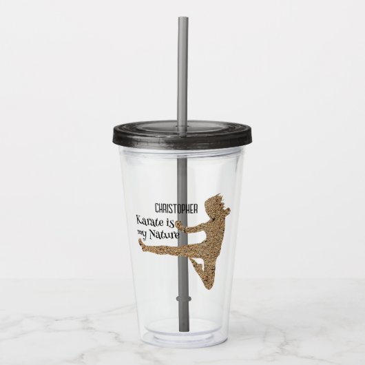 Karate Martial Art Silhouette , gepersonaliseerd Acryl Drinkbeker (Voorkant)