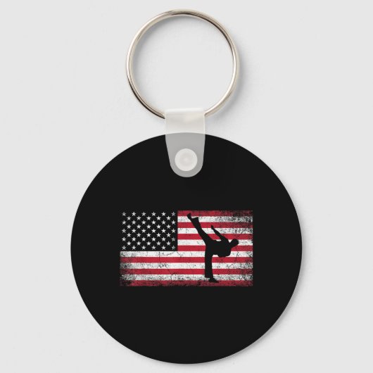 Karate Martial Arts 4 juli Amerikaanse vlag VS Sleutelhanger (Voorkant)