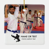 Karate Martial Arts Custom Foto, Text Kerstmis Keramisch Ornament (Achterkant)