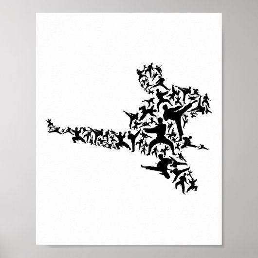 Karate Martial Arts Flying Kick Boxing Kickboxer T Poster (Voorkant)