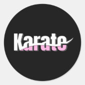 Karate Martial Arts Girly Pink Ronde Sticker (Voorkant)