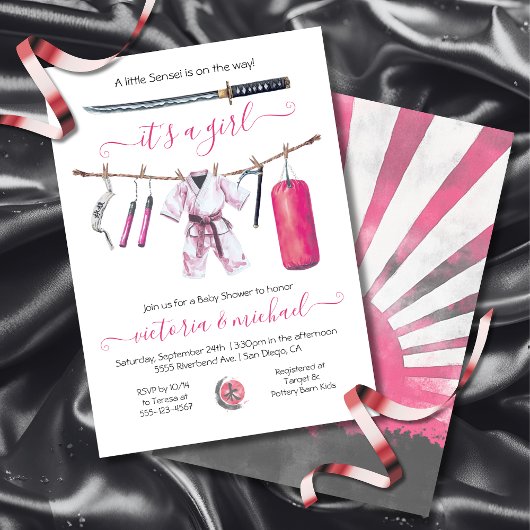 Karate Martial Arts Meisje Baby shower Kaart