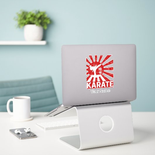 Karate Martial Arts met Japans  ontwerp Sticker (Laptop op bureau)