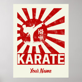 Karate Martial Arts met japanse Rising Sun Poster