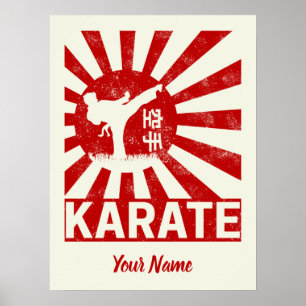 Karate Martial Arts met japanse Rising Sun Poster