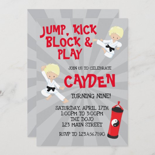 Karate Martial Arts Rode en Zwarte verjaardag Uitn Kaart (Voorkant / Achterkant)