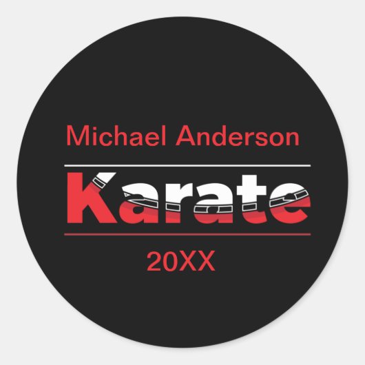 Karate Martial Arts Rood Ronde Sticker (Voorkant)