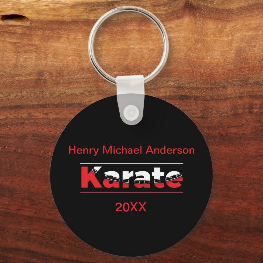 Karate Martial Arts Rood Sleutelhanger (Voorkant)