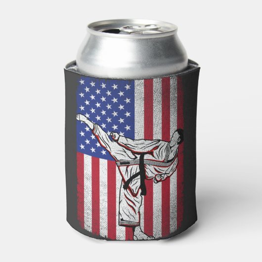 Karate Martial Arts USA Amerikaanse vlag Mannen Vr Blikjeskoeler (Blikje Voorkant)