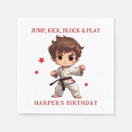 Karate Martial Arts Verjaardagsfeest Servet (Voorkant)