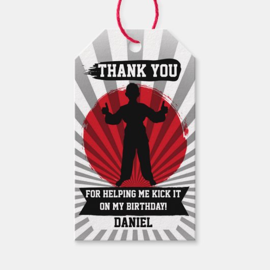 Karate Martial Arts Verjaardagsfeestje Cadeau Labe Cadeaulabel (Voorkant)