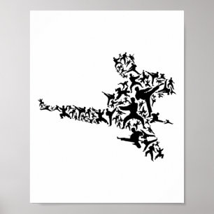Karate Martial Arts Vliegende Kick Boksen Kickboxe Poster