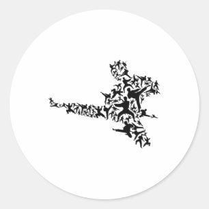 Karate Martial Arts Vliegende Kick Boksen Kickboxe Ronde Sticker