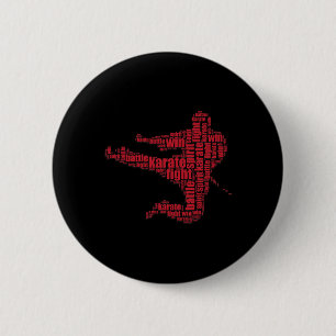 Karate Martial Arts Woordwolk T-shirt Ronde Button 5,7 Cm