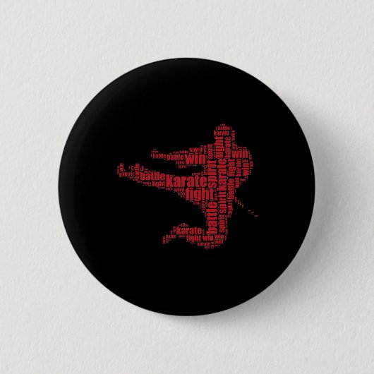 Karate Martial Arts Word Cloud Tee  Ronde Button 5,7 Cm (Voorkant)