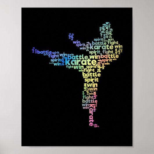 karate martial arts word wolk okinawan japans poster (Voorkant)