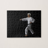 Karate master demonstratie, studio shot legpuzzel (Horizontaal)