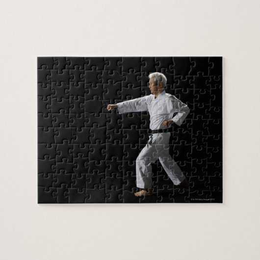 Karate master demonstratie, studio shot legpuzzel (Horizontaal)