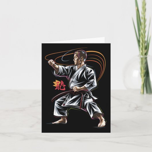 Karate Master in Actie voor Martial Arts Fans Kaart (Voorkant)