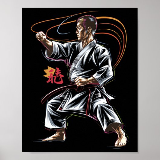 Karate Master in Actie voor Martial Arts Fans Poster (Voorkant)