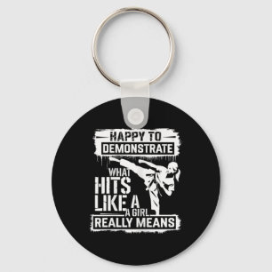 Karate Meisje Attitude Empowerment Citaat Sleutelhanger