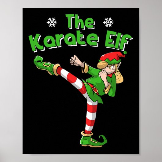 Karate Meisje Elf Vechtkunst Kerstmis Poster (Voorkant)