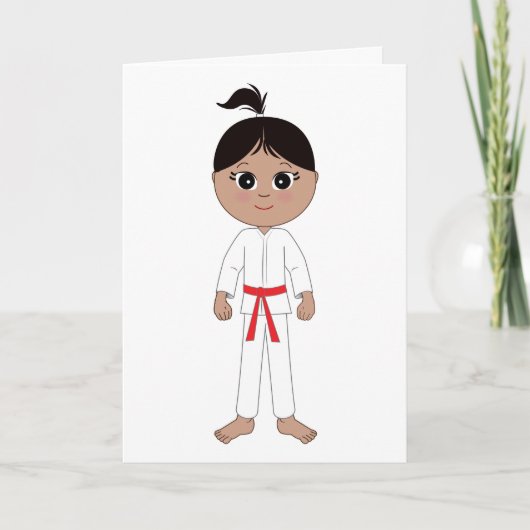 Karate meisje feliciteert Red Belt Kaart (Voorkant)
