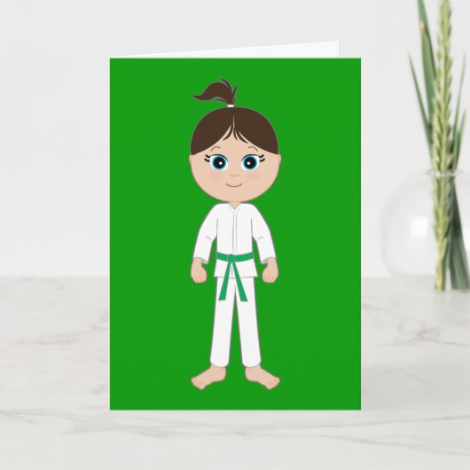 Karate meisje gefeliciteerd Green Belt Kaart (Voorkant)