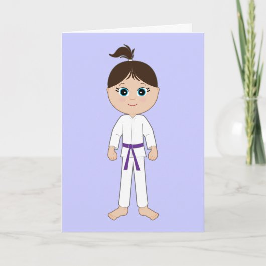 Karate meisje gefeliciteerd Paarse riem Kaart (Voorkant)