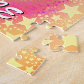 Karate Meisje Kick Sterren en wervelingen Retro Legpuzzel (Zijkant)